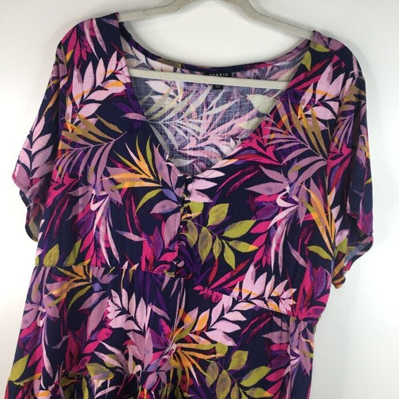 Torrid Floral Preplum V Neck Blouse Top Size 1 - Picture 6 of 7